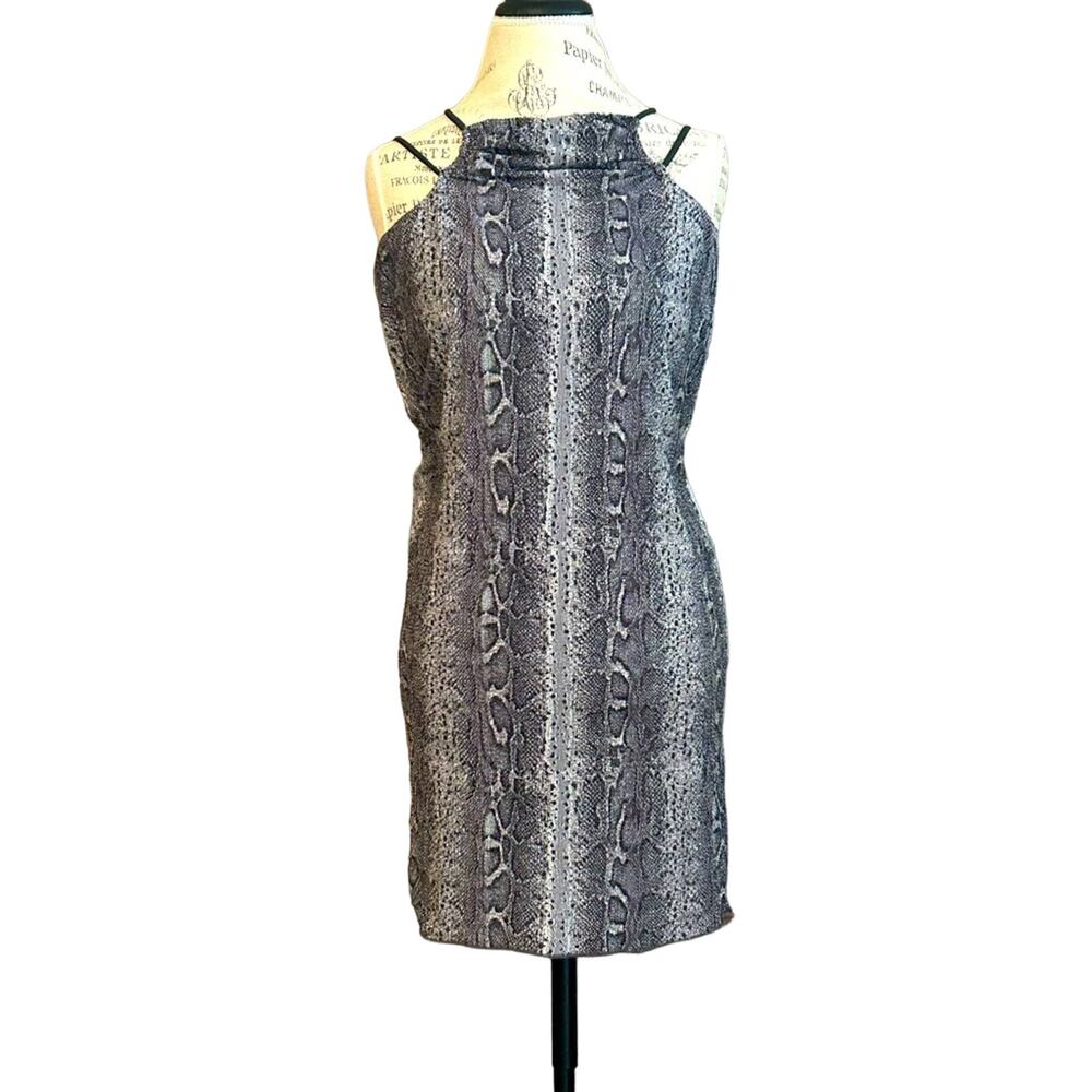 NWT camila coelho revolve gray snakeskin high neck sleeveless mini dress sz S